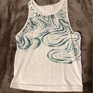 White Tank top with Green Marble accents